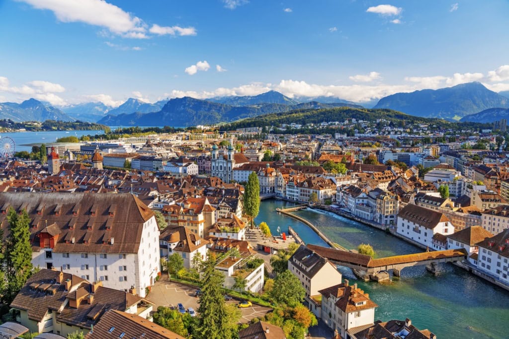 Stadtpanorama von Luzern von oben