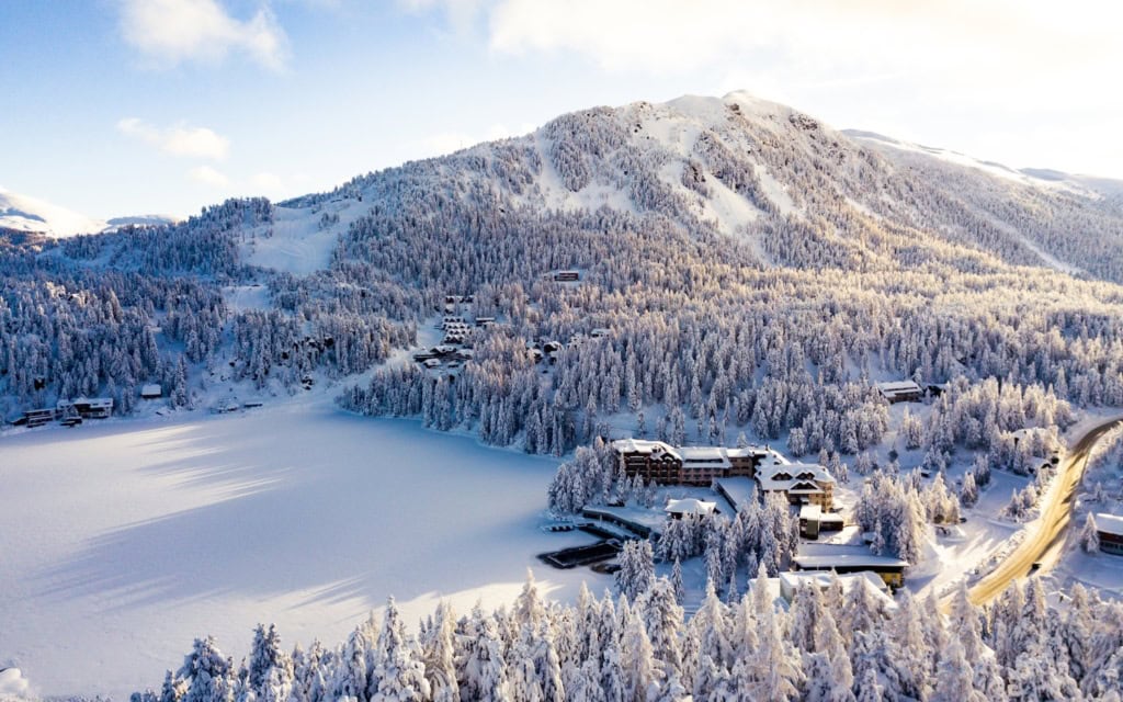 Das Hotel Hochschober an der Turracher Höhe im Winter