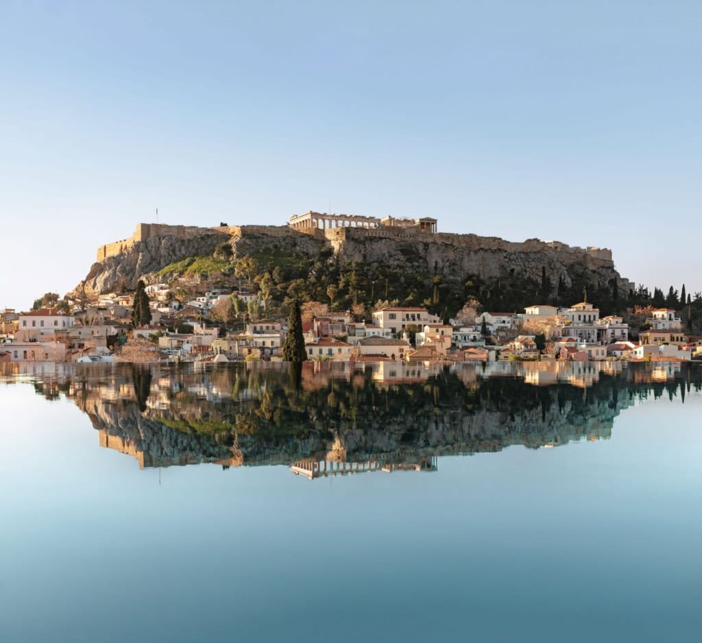 Dolli Hotel: Blick vom Pool auf Akropolis