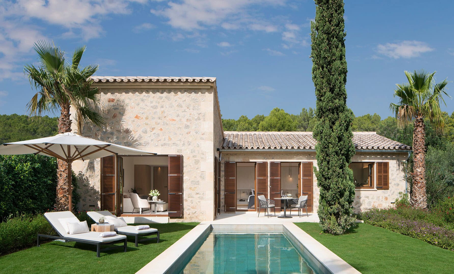 Die Pool Suite im Castell Son Claret auf Mallorca.