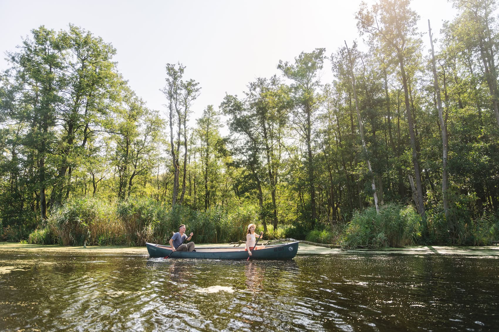 Stilles Wasser, wilde Natur – eine Kanutour auf der Peene fühlt sich an wie eine Reise durch unberührte Wildnis. Fischadler, Biber & weite Moore machen sie zum »Amazonas des Nordens«! I Foto: TMV/Gross