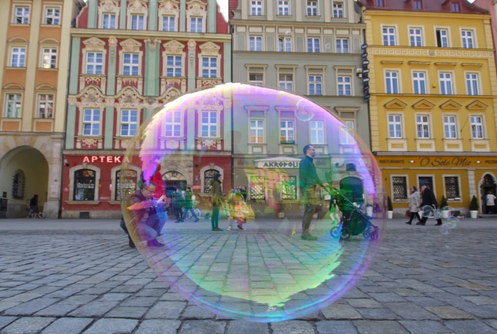 Bunte Häuser in Breslau in Polen.