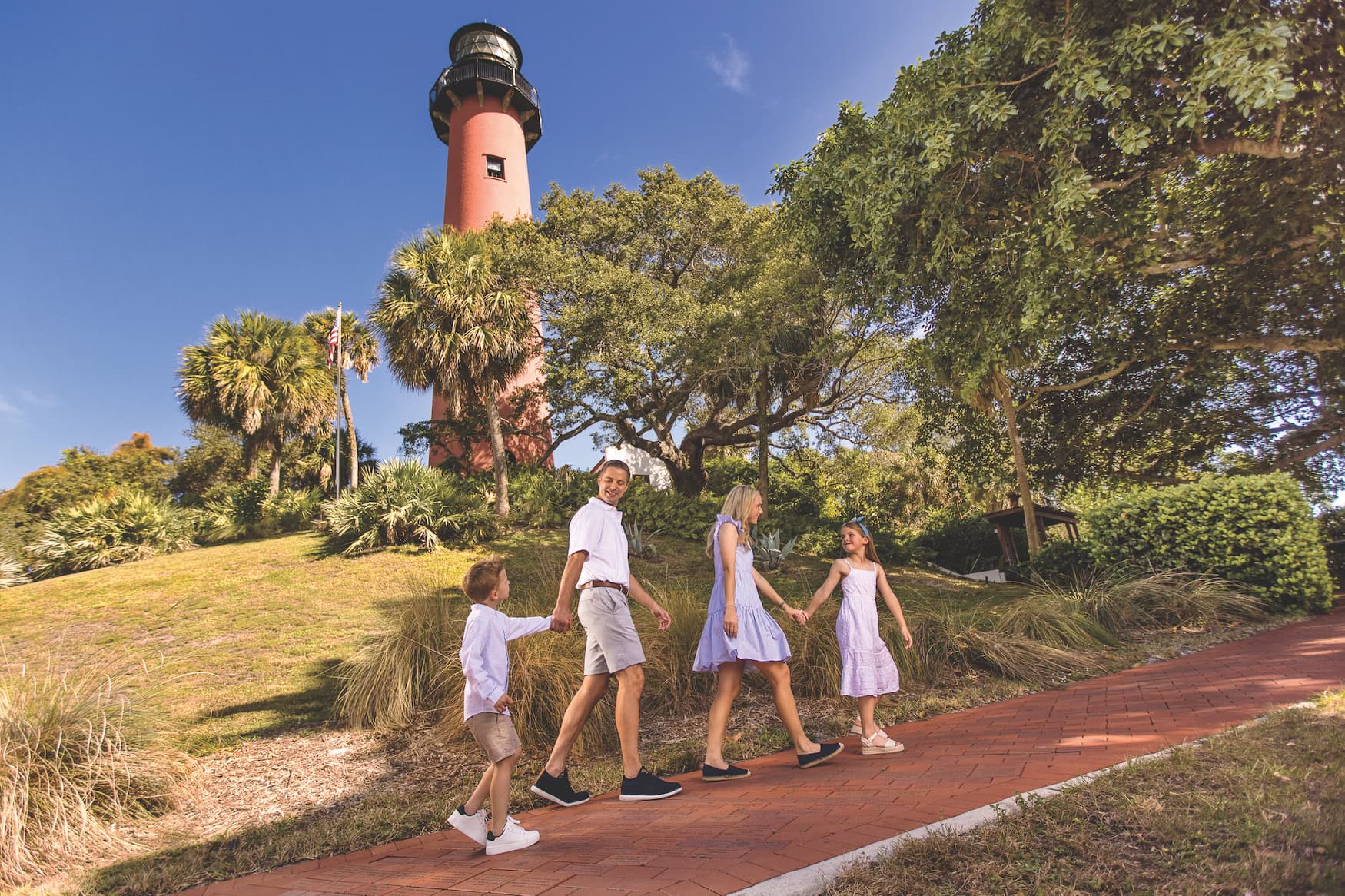 Familie am Jupiter Lighthouse in The Palm Beaches in Florida