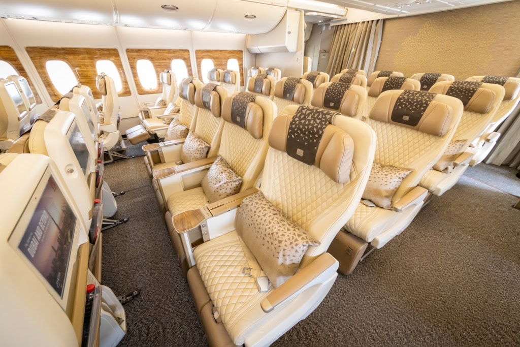 Die Premium Economy Class im A380 von Emirates.