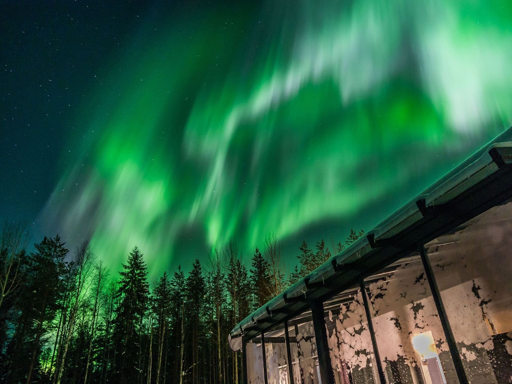 Ferienhaus in Rovaniemi in Finnland mit Blick auf Nordlichter 