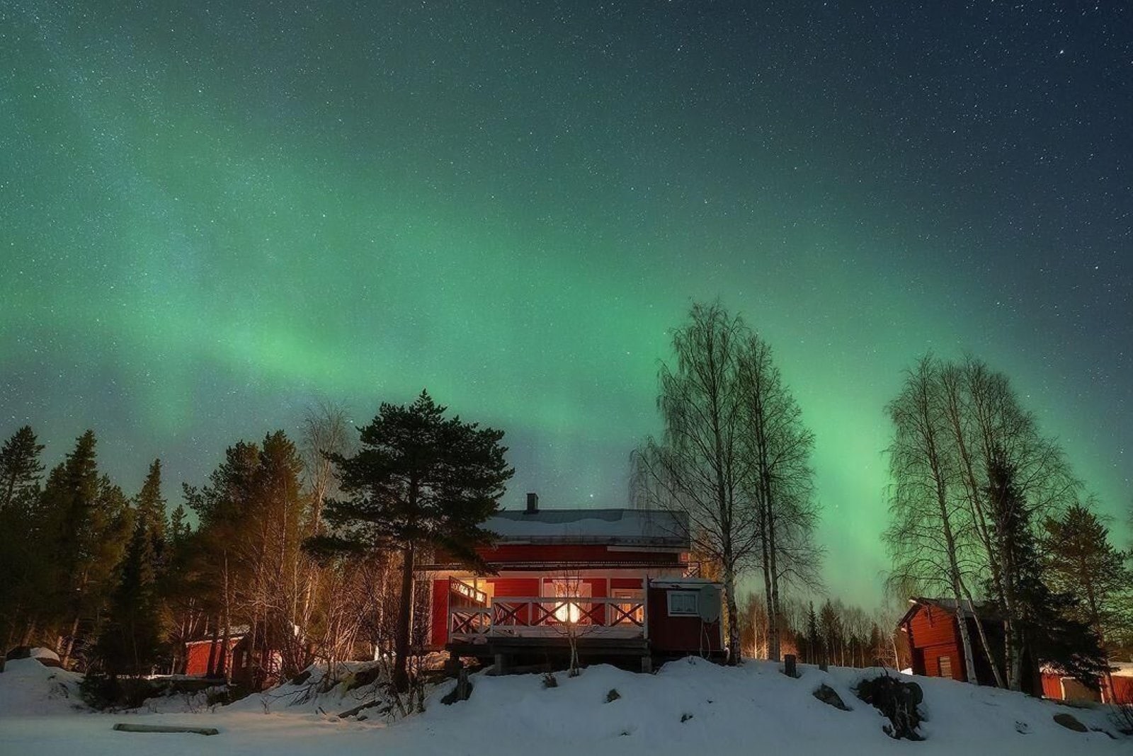Ferienwohnung in Lappland (Schweden) mit Blick auf Nordlichter 