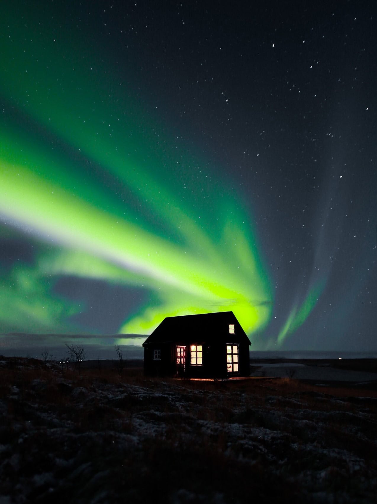 Ferienhaus bei Nordurnes in Island mit Blick auf Nordlichter 