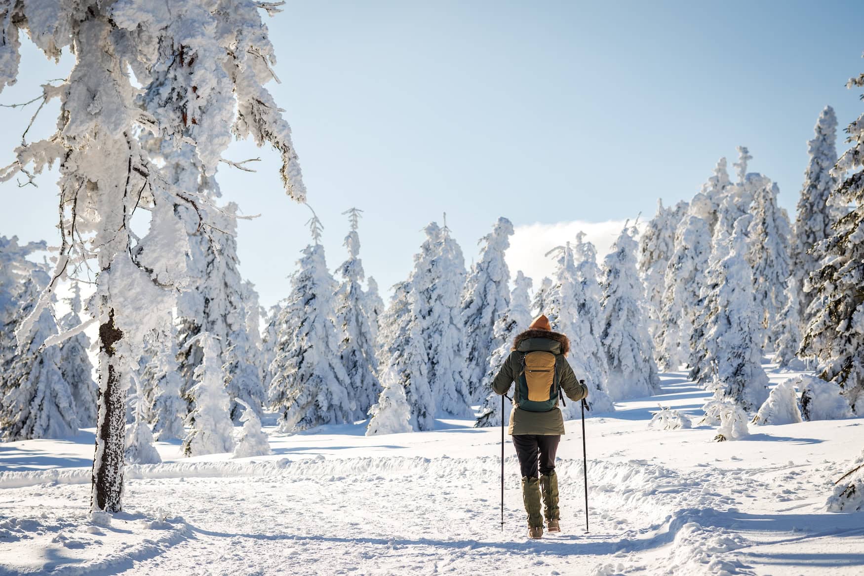Frau im Wald im Schnee