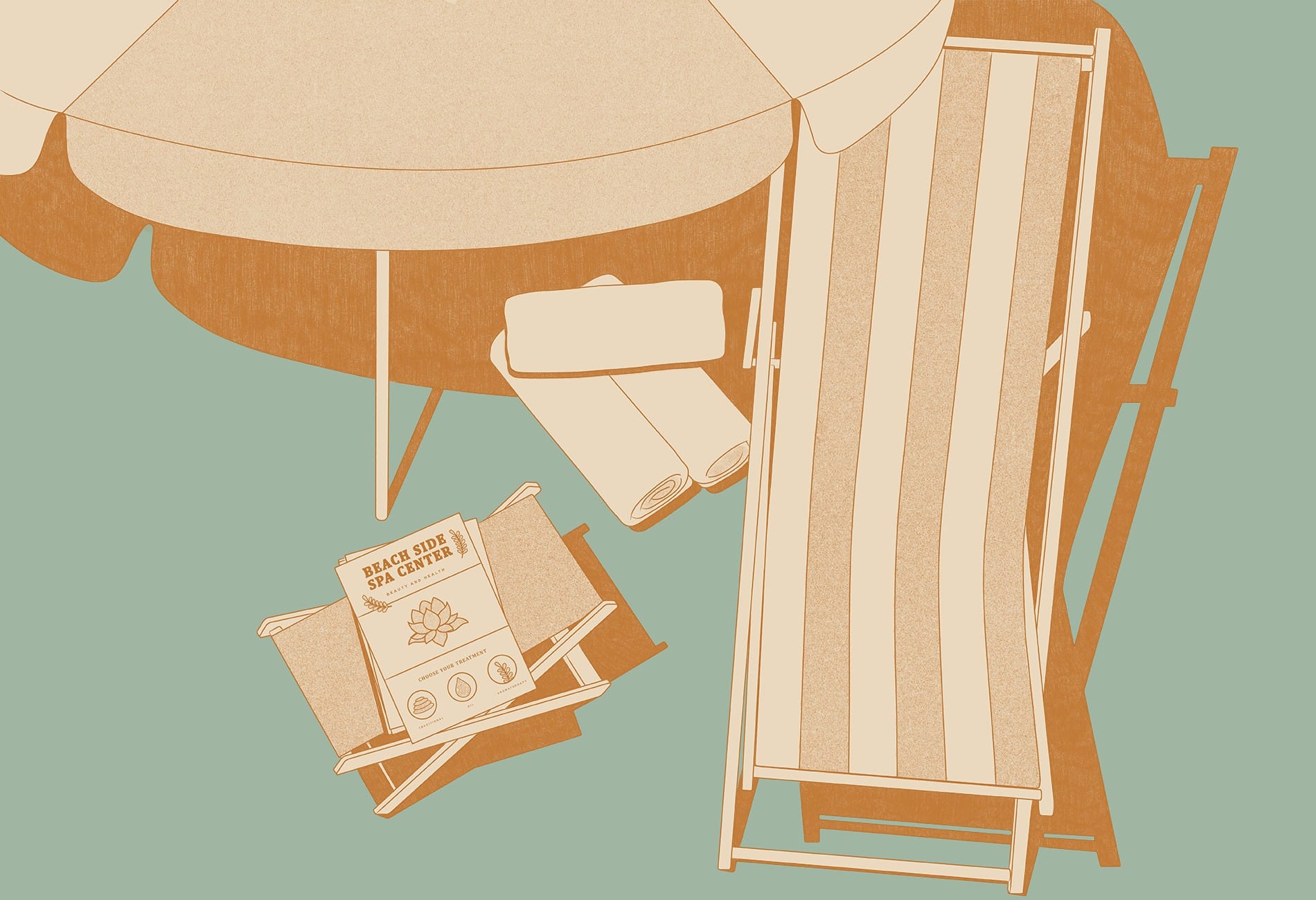 Liegestuhl und Sonnenschirm Illustration