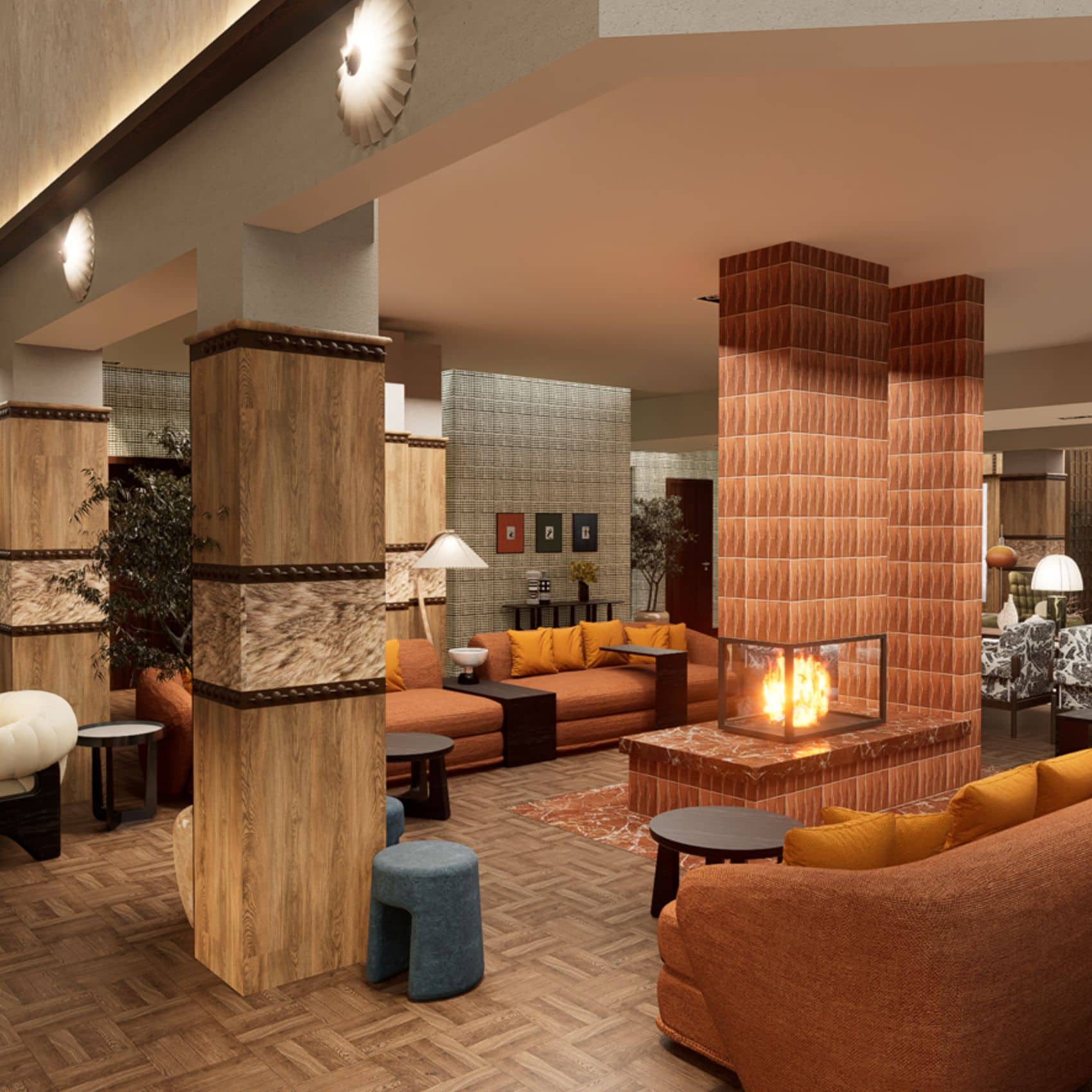 Lobby im Hôtel Les Aiglons in Chamonix