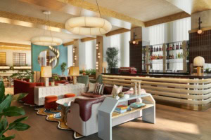 Hotellobby im Retro-Design