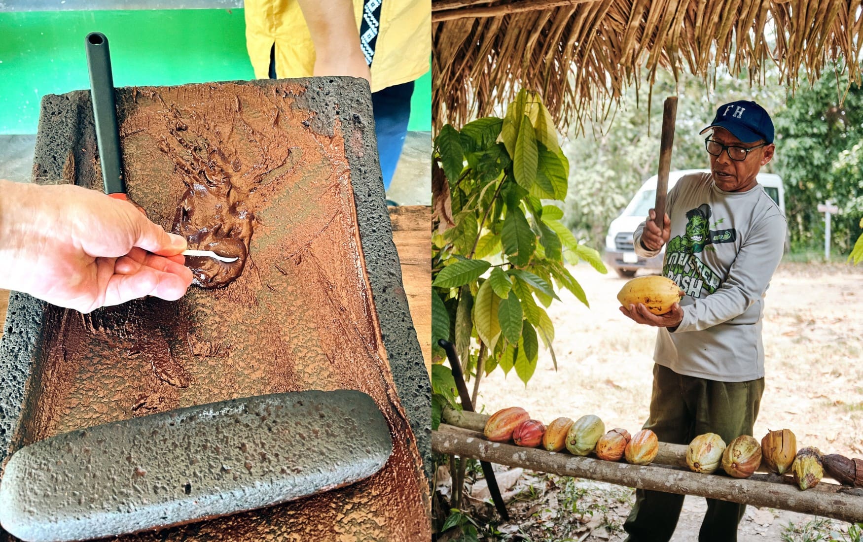 Aus Kakaobohnen wird in Belize mit fleißiger Handarbeit flüssige Schokolade