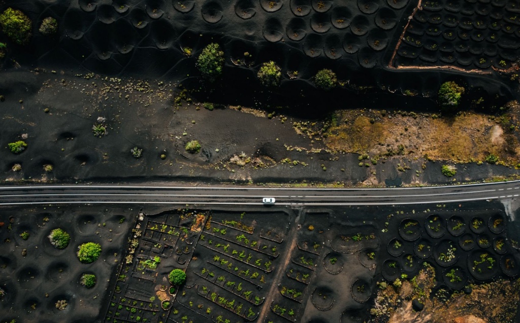 Lanzarote mit dem Auto erkunden: Fahrt durch Weinanbaugebiet La Geria