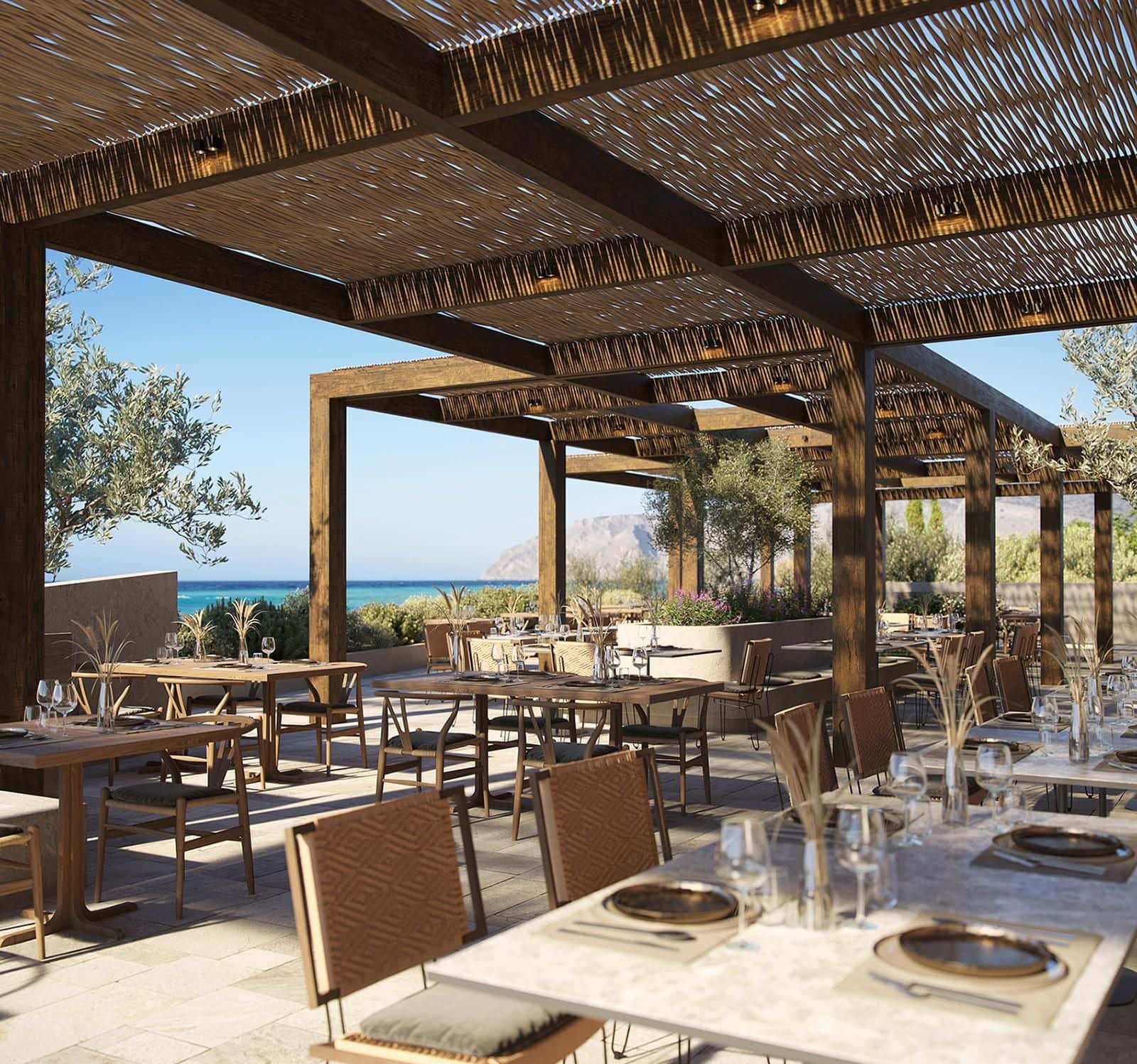 Restaurant-Terrasse im Hotel ananea Rocrita auf Kreta