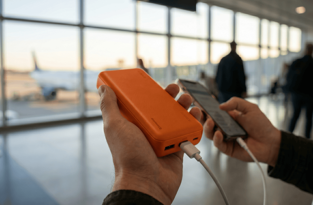 Powerbank am Flughafen. Ready for boarding? Dürfen die Strombringer noch mit?
