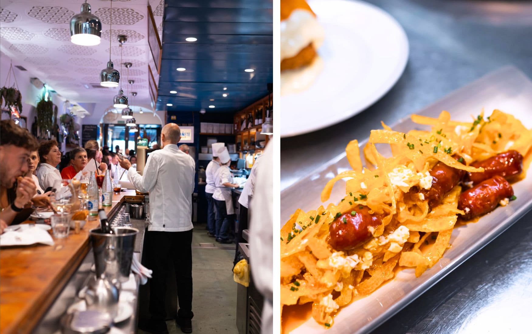 Theke und Speisen in der Tapas-Bar Canete in Barcelona