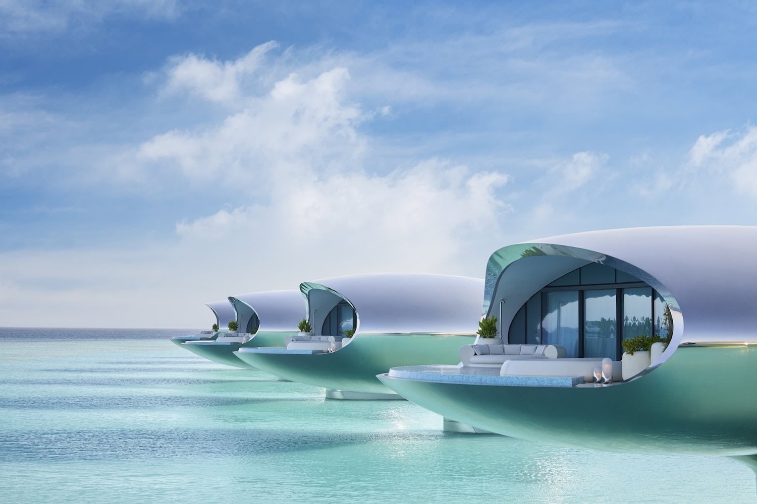 futuristische Villen über dem Meer in Saudi-Arabien