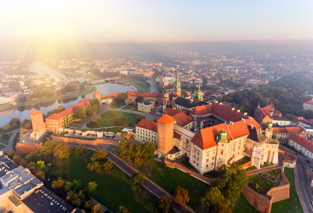 Schloss Wawel in Krakau mit Blick über die Stadt