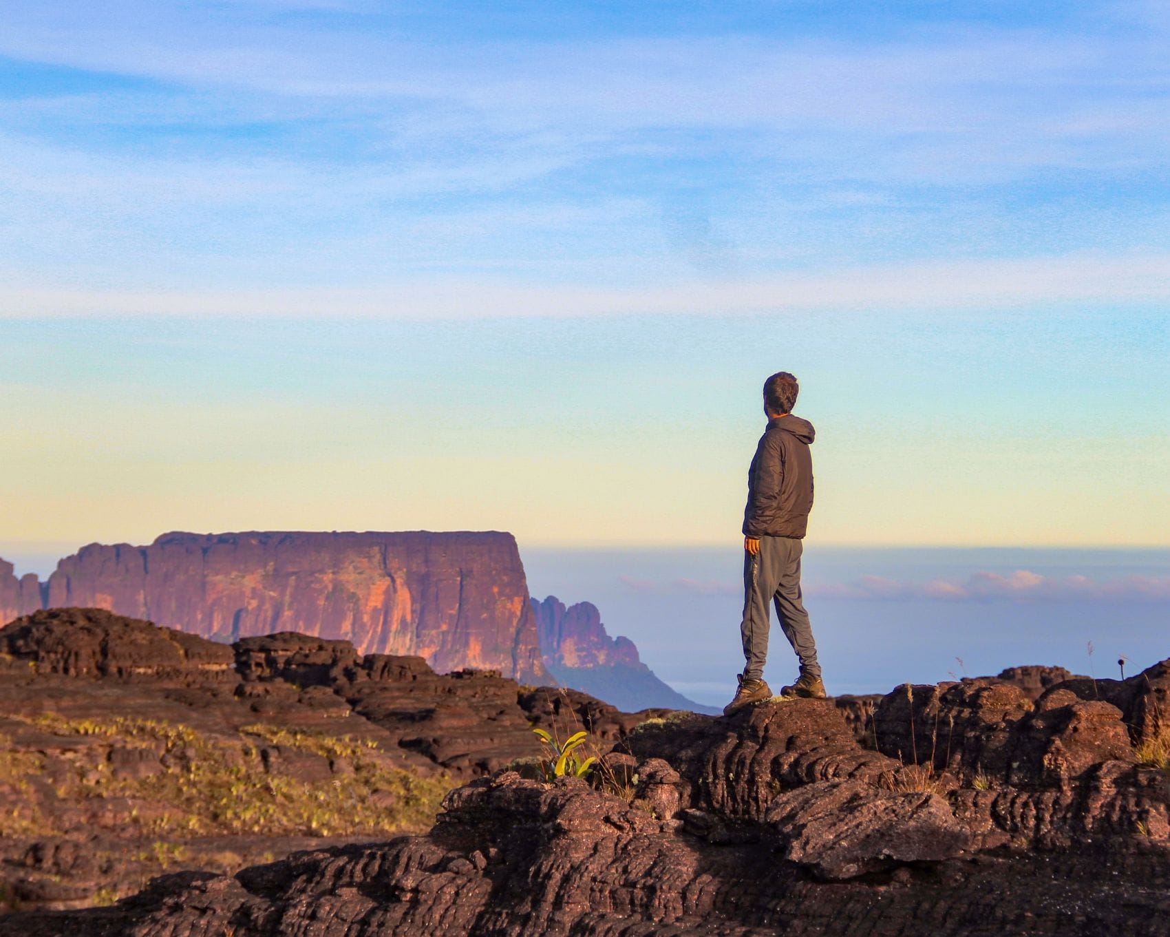 Tourist auf dem Gipfel des Roraima, Venezuela