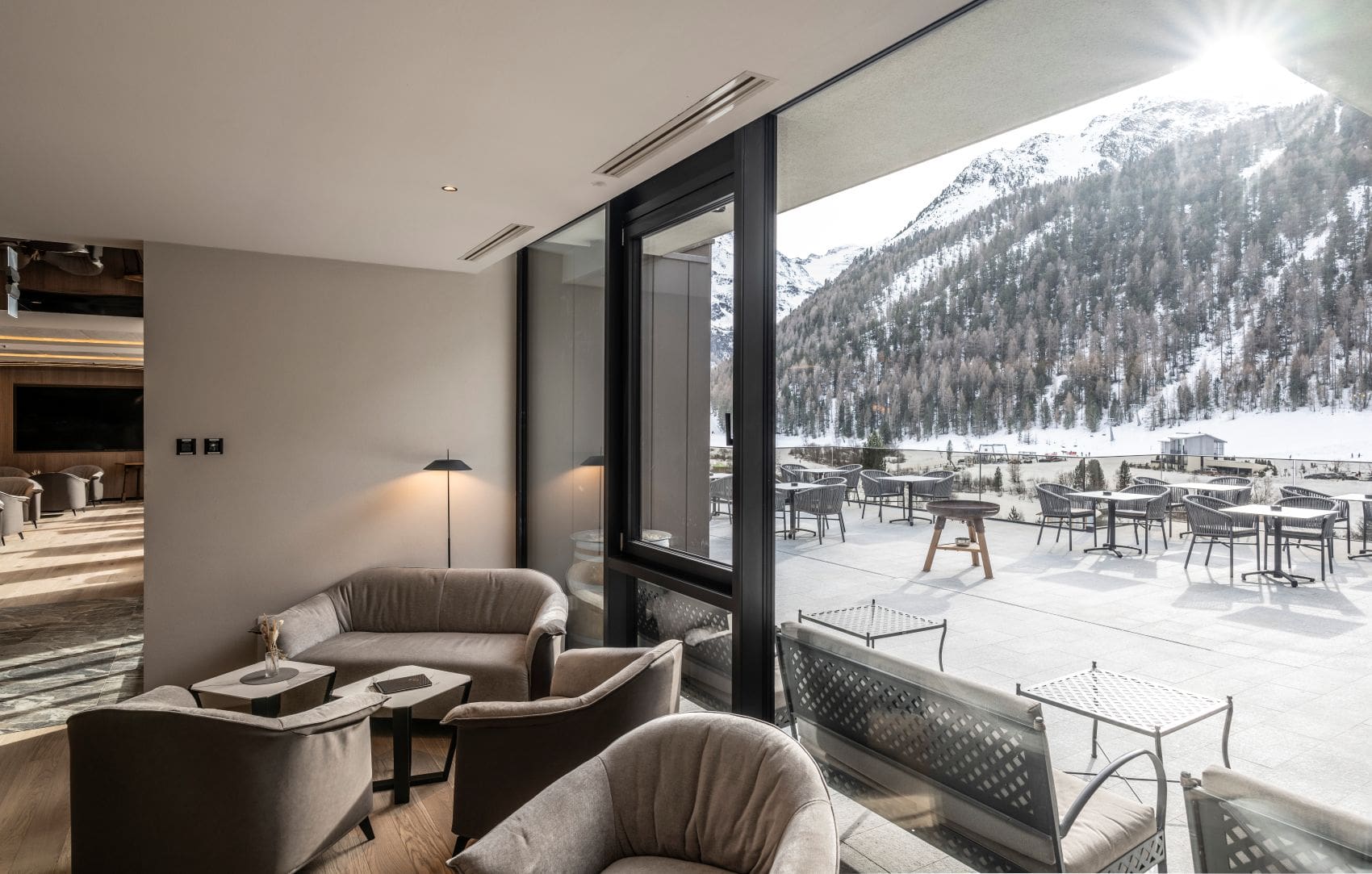 Lounge im Hotel die Post am Ortler in Sulden 