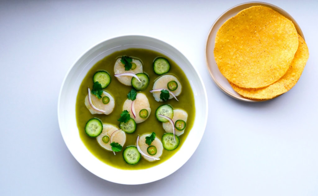 Aguachile mit Maistortillas.