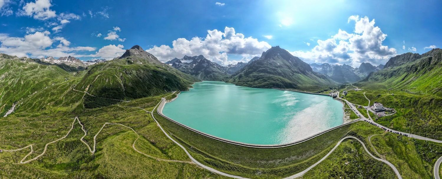 Bielerhöhe, Österreich: Luftbild des alpinen Silvretta-Sees