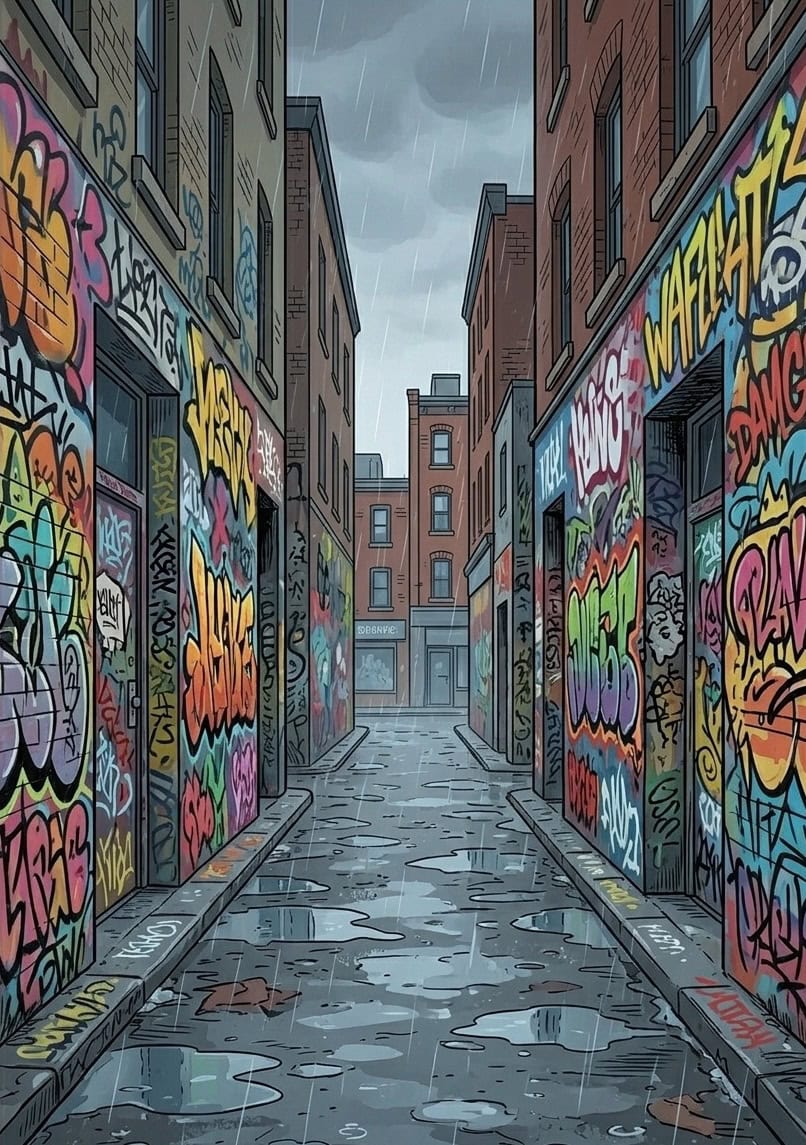 Illustration der Graffiti Alley in Toronto