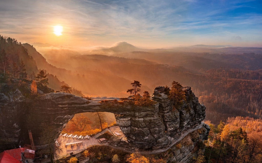 Blick auf das Prebischtor (tschechisch: Pravčická brána) im Nationalpark Böhmische Schweiz