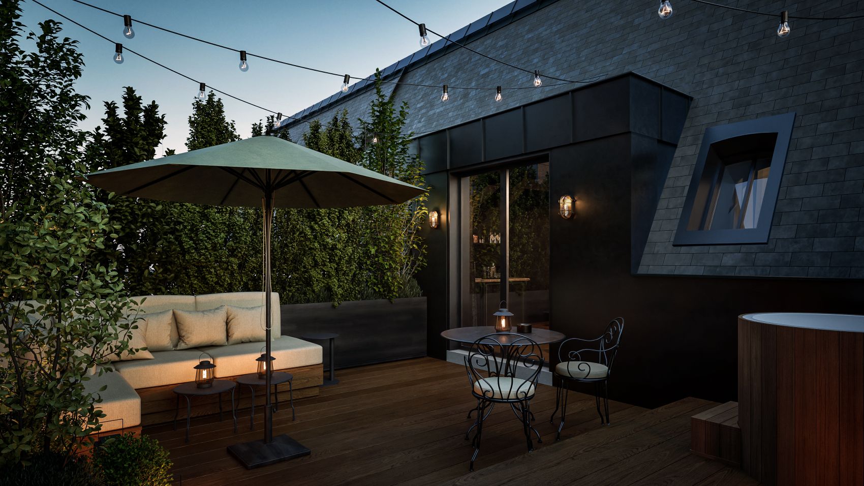 Terrasse der Wellness-Suite im Hotel 1898 The Post in Gent 