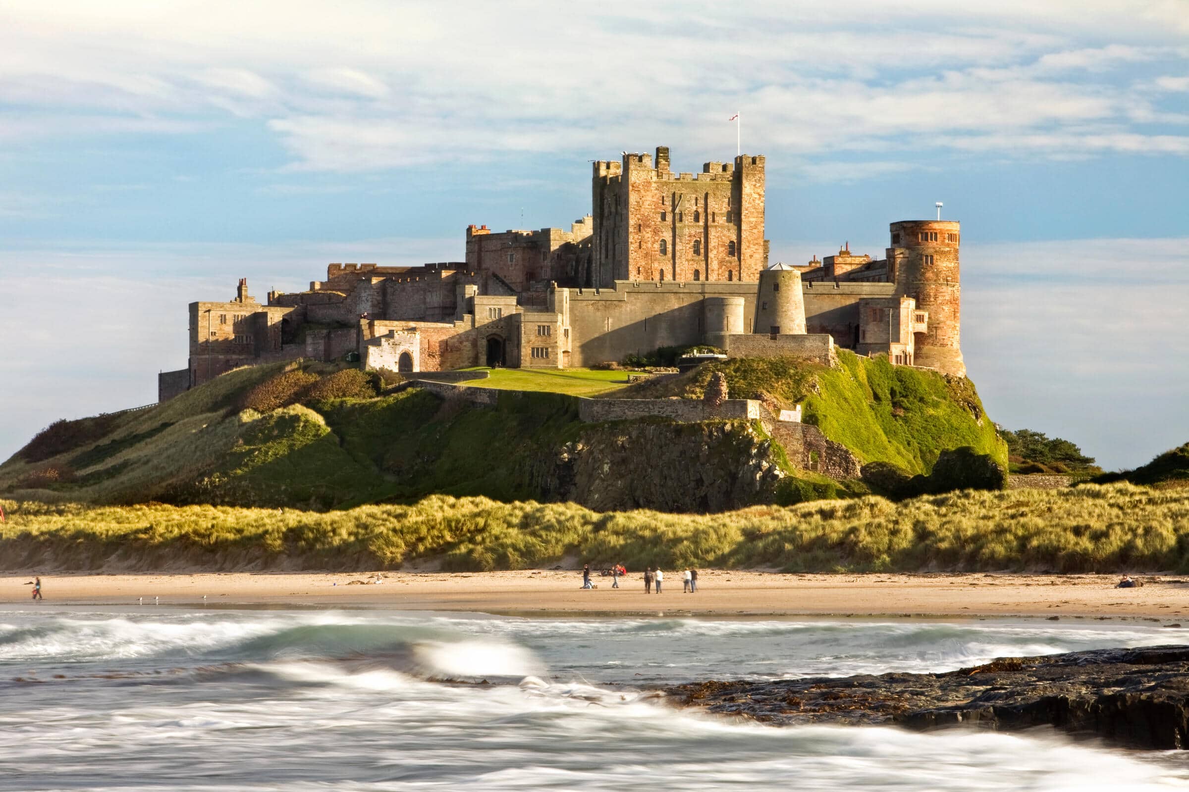 Bamburgh Castle in Northumberland, England.