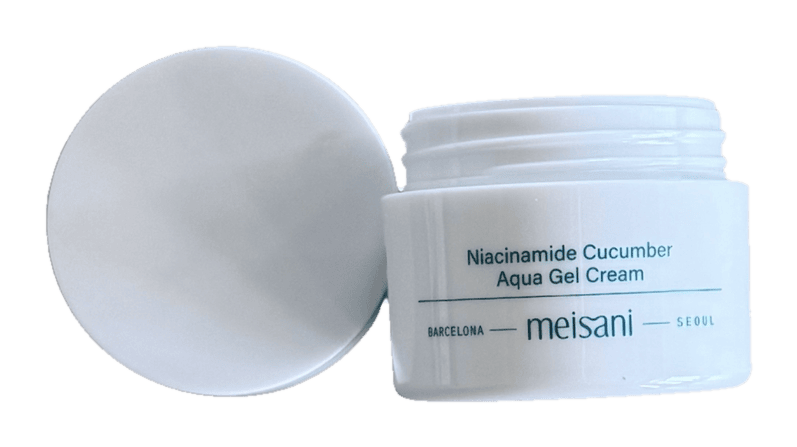 Weißer Tiegel Meisani Niacinamide Cucumber Aqua Gel Cream, freigestellt.