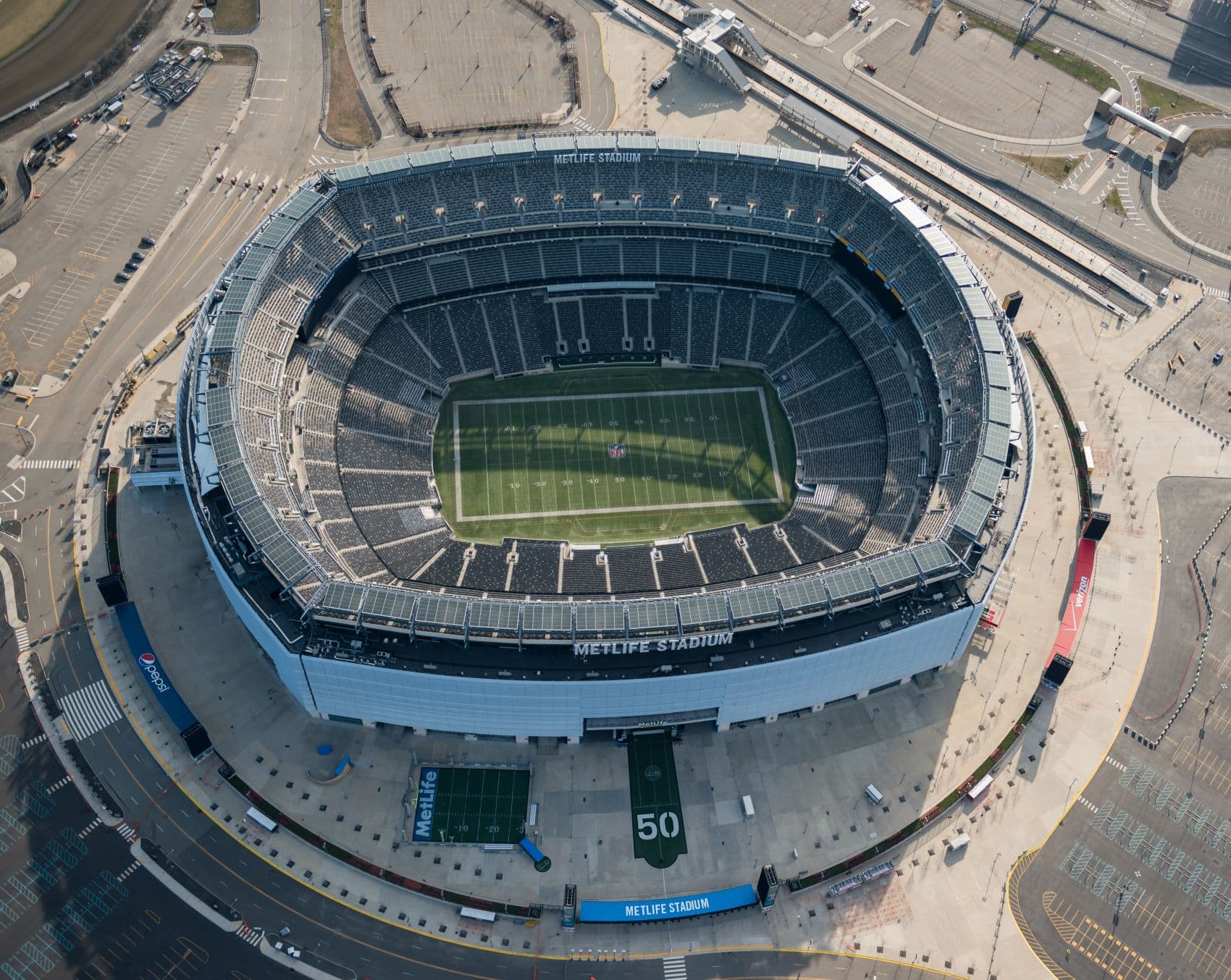 MetLife Stadium in New Jersey aus der Vogelperspektive