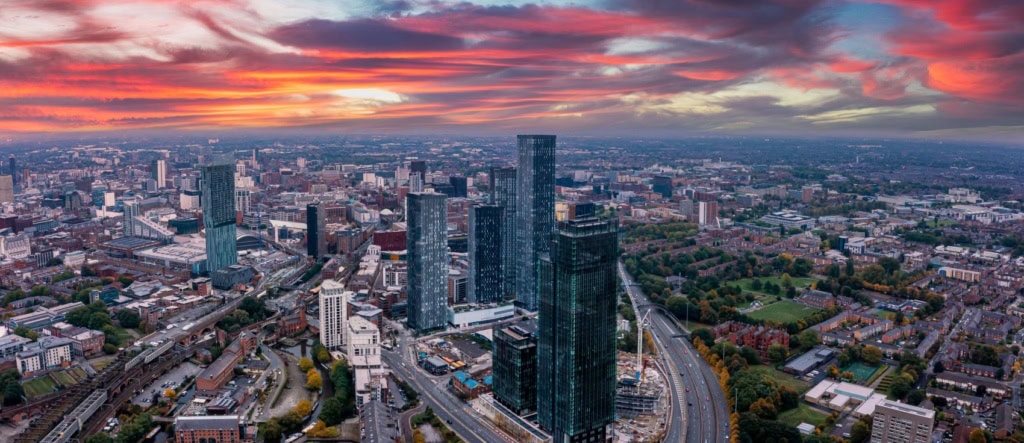 Blick auf die Skyline von Manchester in Großbritannien